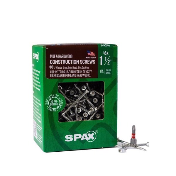 Spax SPAX MDF No. 6 in. X 1-1/2 in. L Star Trim Head Serrated Construction Screws 4351010350404 - main
